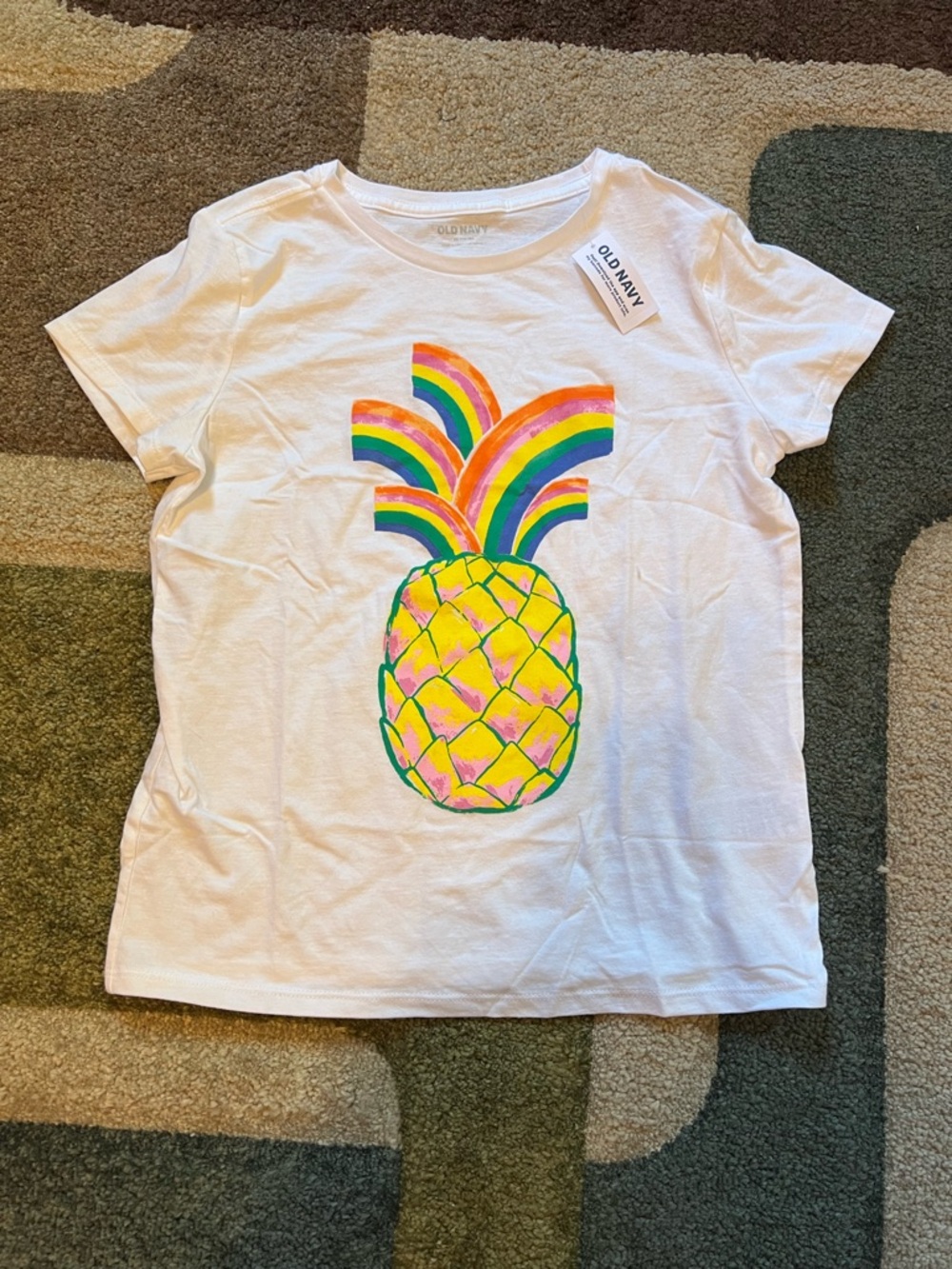 Old Navy White Girls' Pineapple Rainbow Graphic Tee
